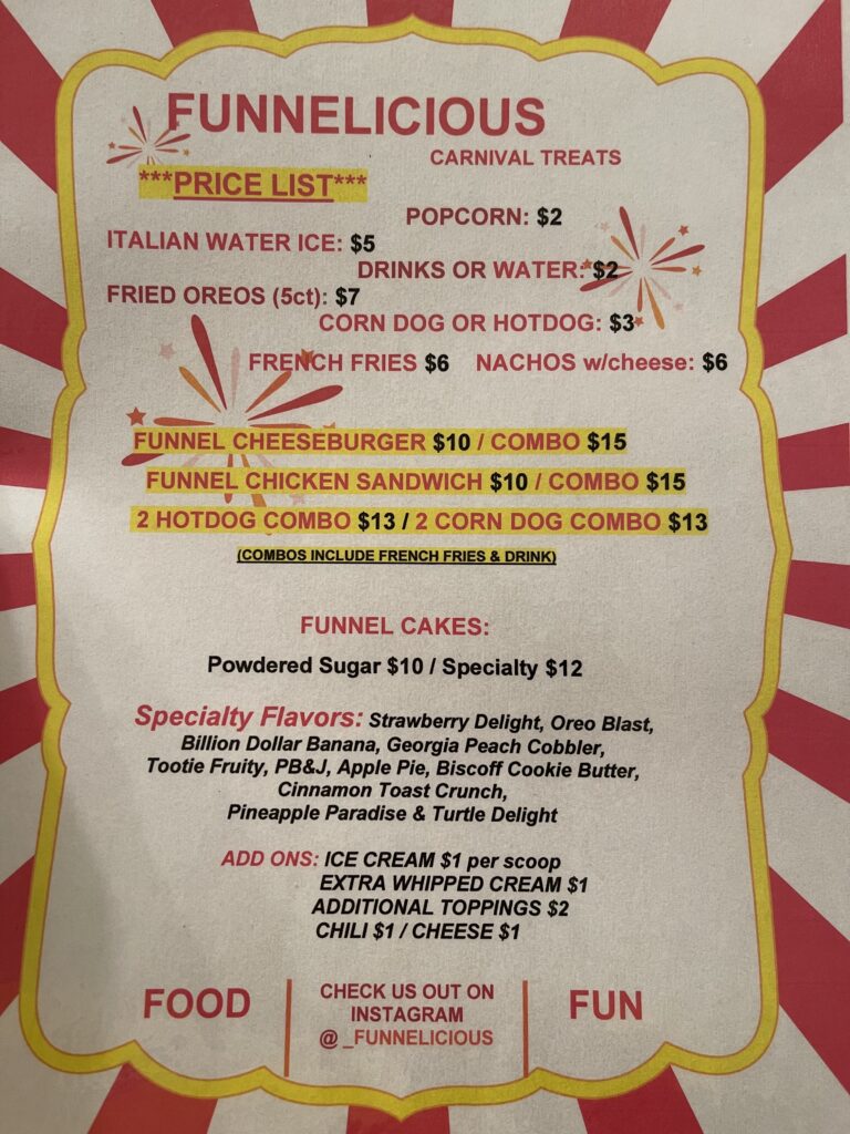 Funnelicious Menu